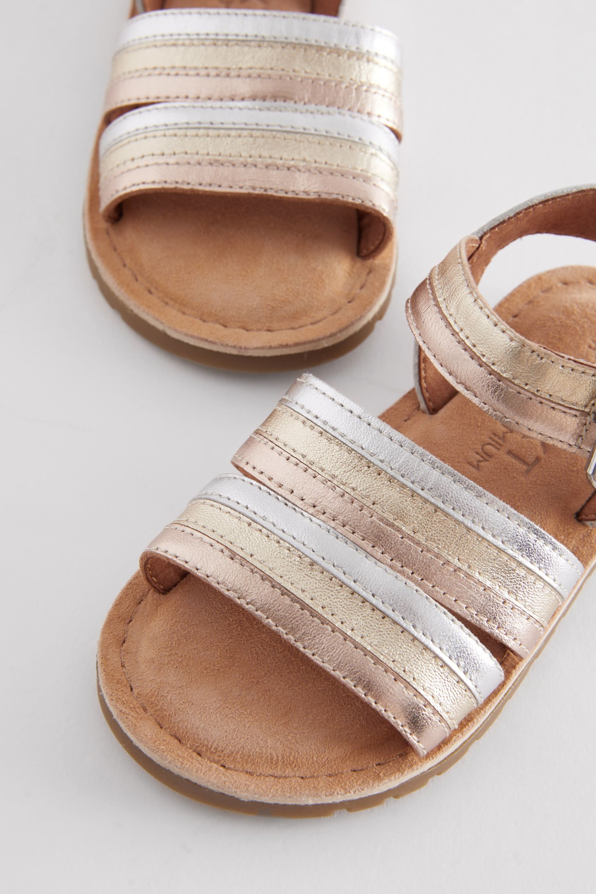 Gold Standard Fit (F) Leather Stripe Sandals - Image 3 of 5