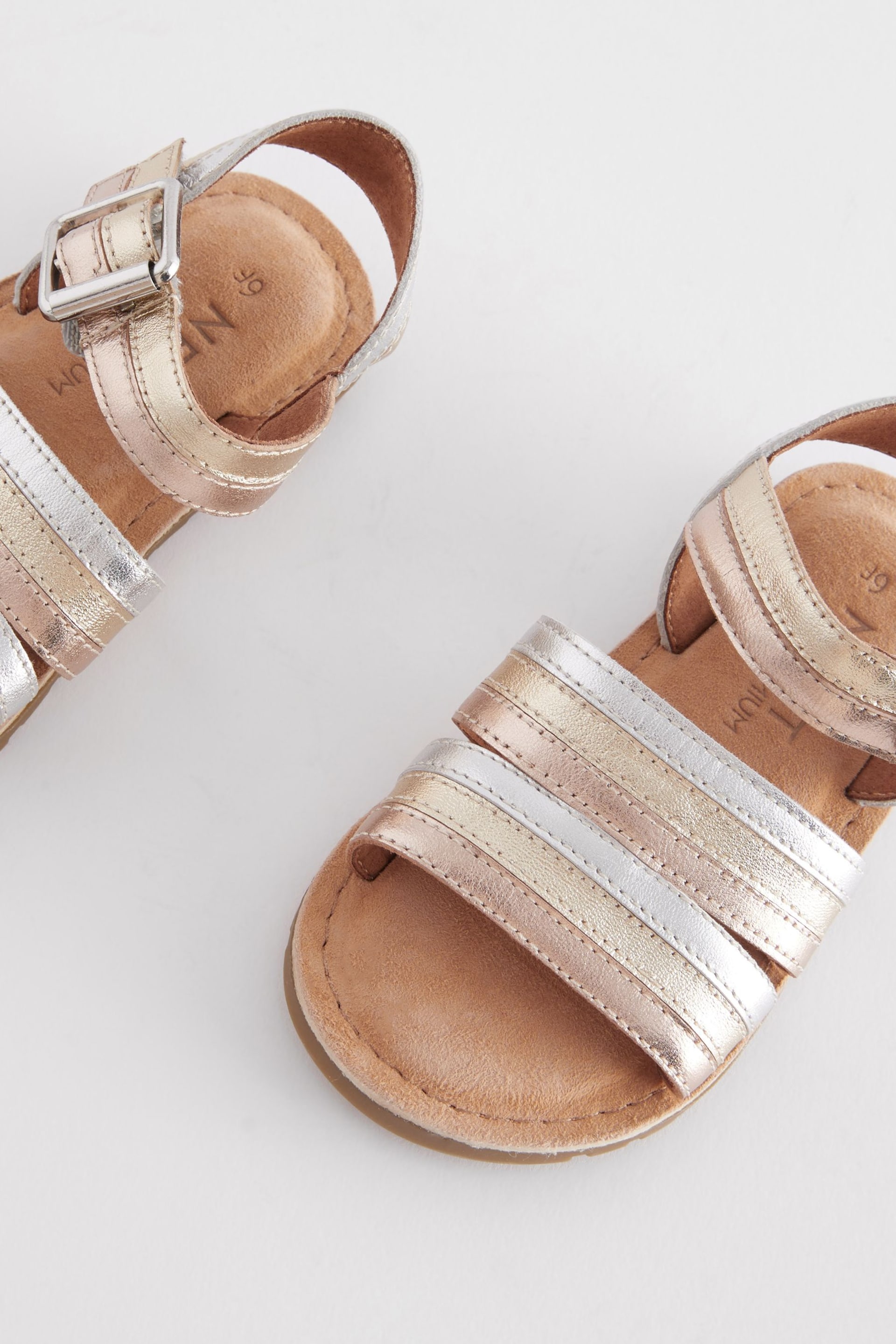 Gold Standard Fit (F) Leather Stripe Sandals - Image 5 of 5