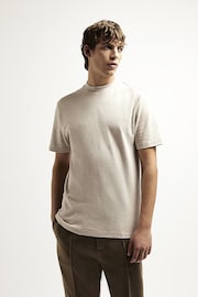 River Island Ecru RI Studio Heavyweight Slim Fit T-Shirt - Image 1 of 6
