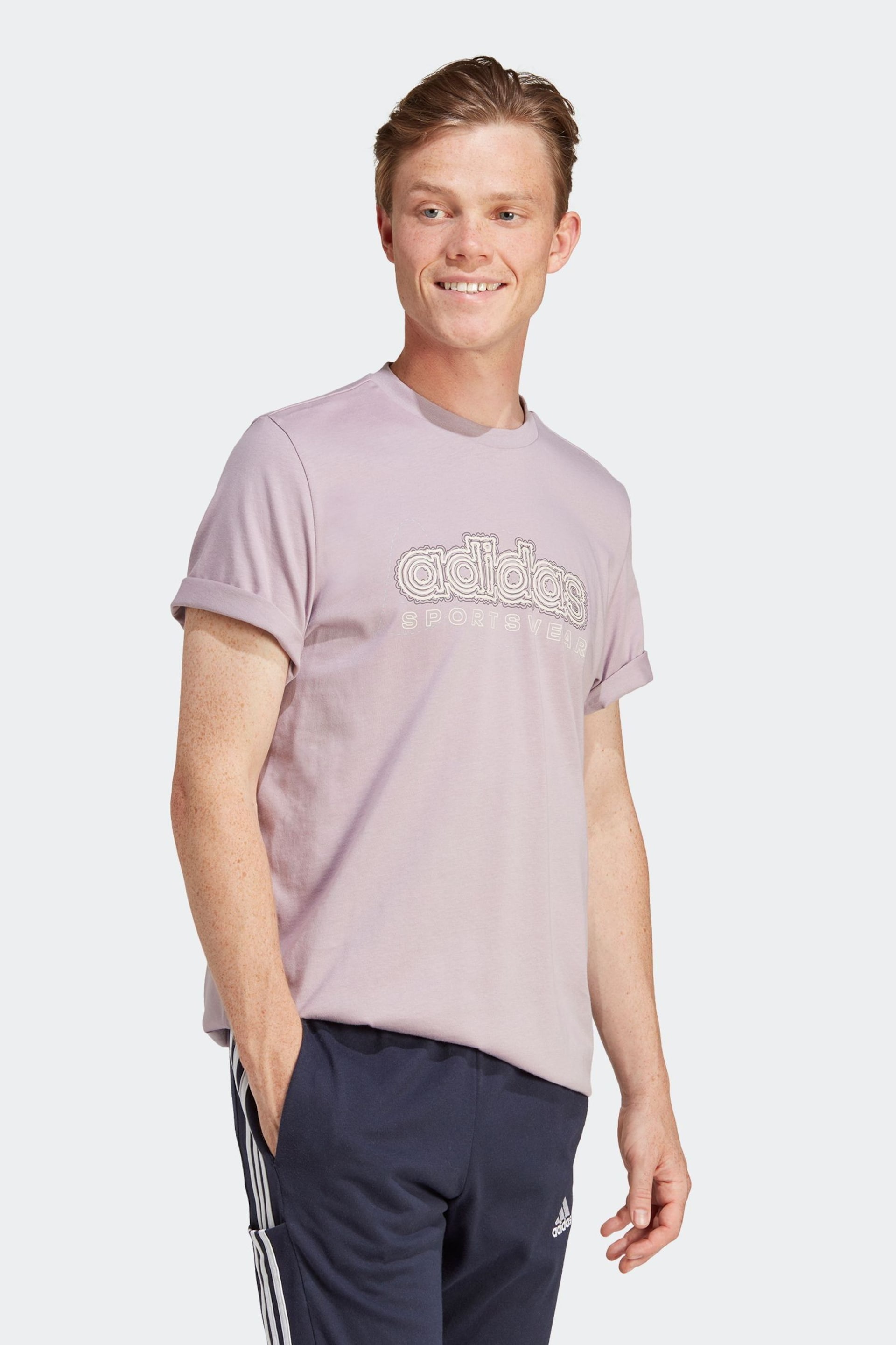 adidas Purple Sportswear Growth Sportswear Graphic T-Shirt - Image 3 of 7