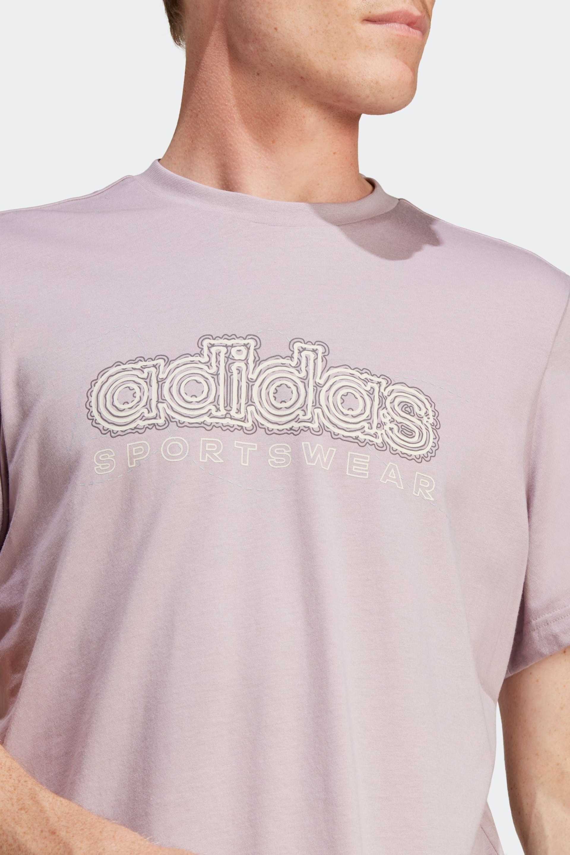 adidas Purple Sportswear Growth Sportswear Graphic T-Shirt - Image 5 of 7