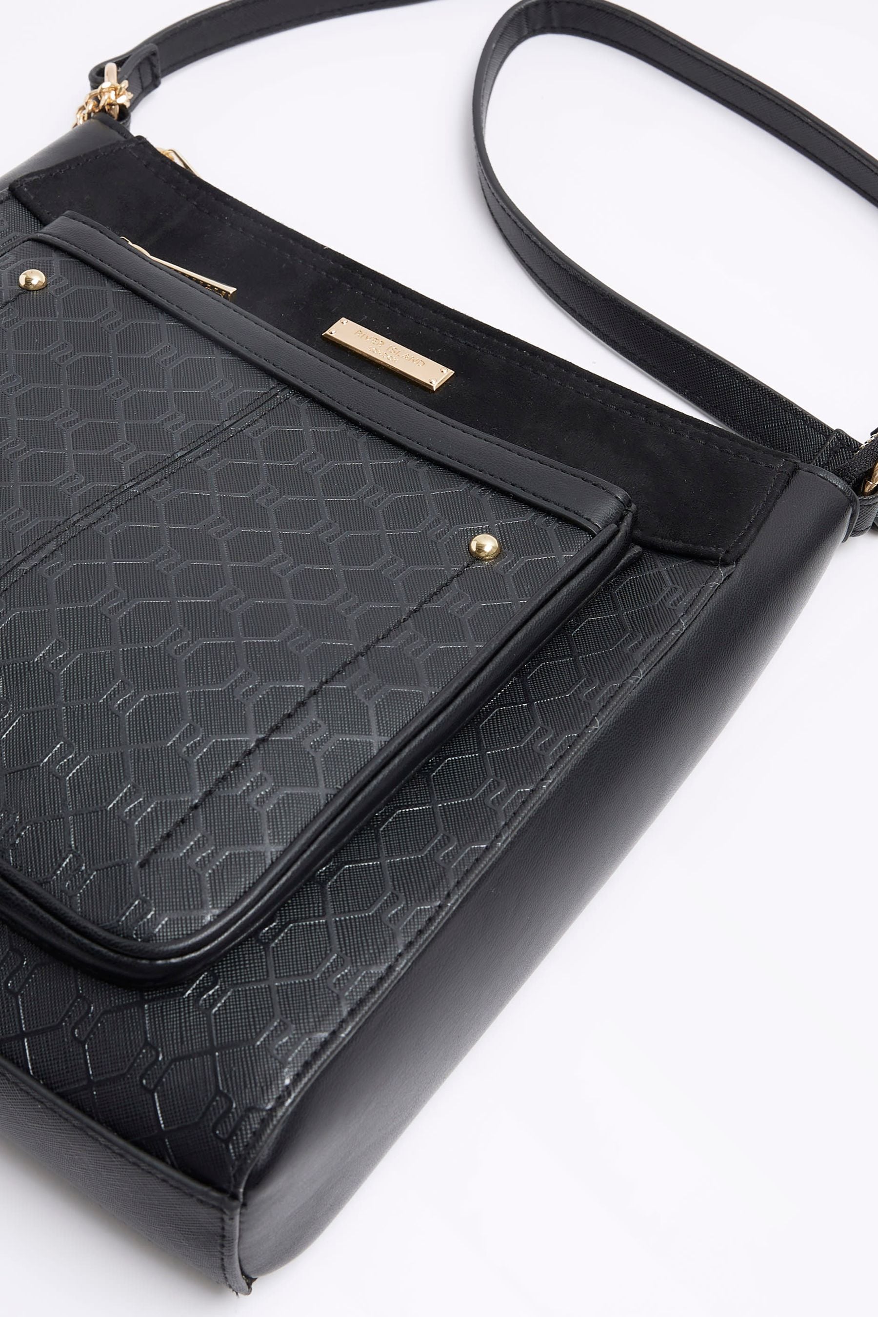 Buy River Island Black Monogram Pocket Messenger Bag from Next Luxembourg