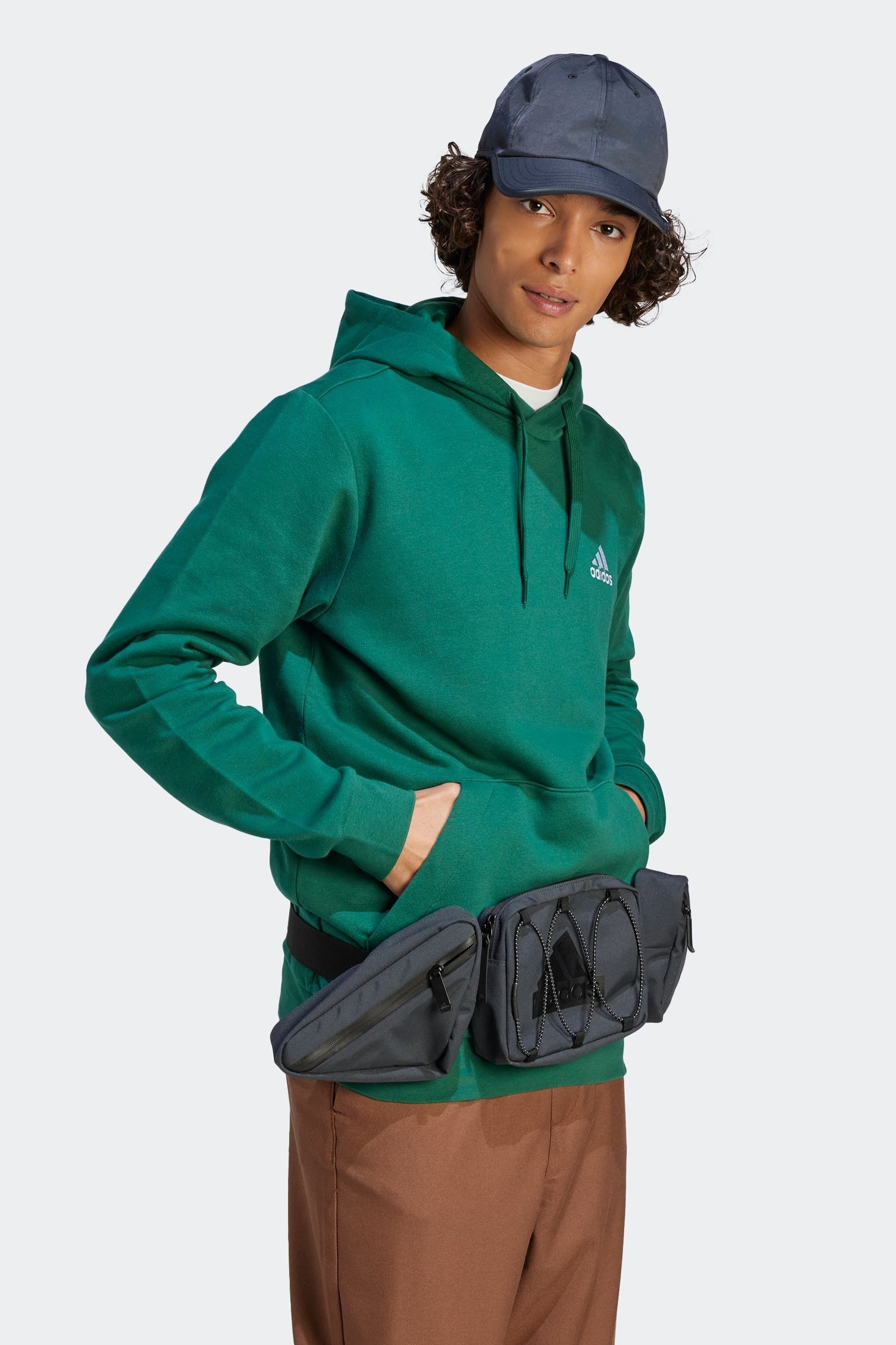 Buy adidas Dark Green Essential Fleece Hoodie from Next Luxembourg
