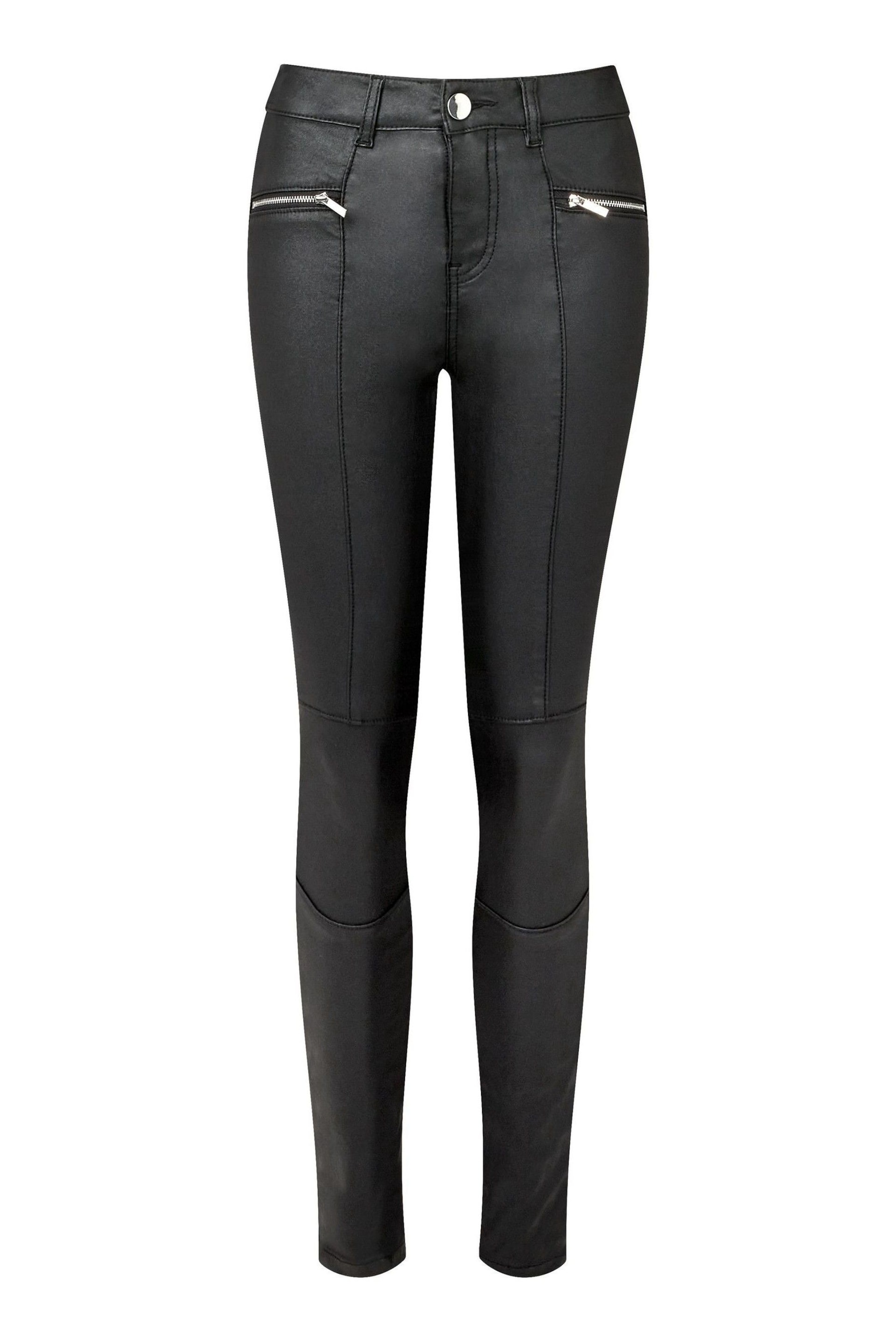Joe Browns Black Essentials Zip Detail Faux Leather Trousers - Image 4 of 4