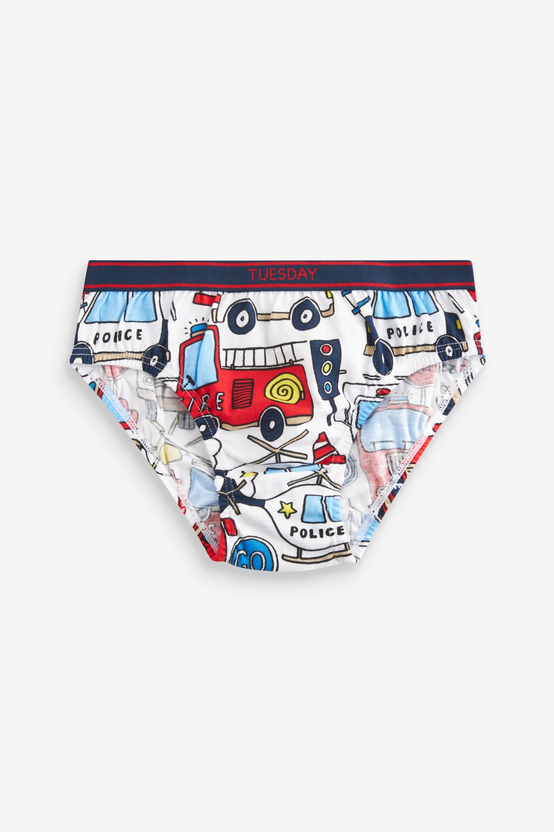 Emergency Vehicle Print Briefs 7 Pack (1.5-8yrs) - Image 2 of 11