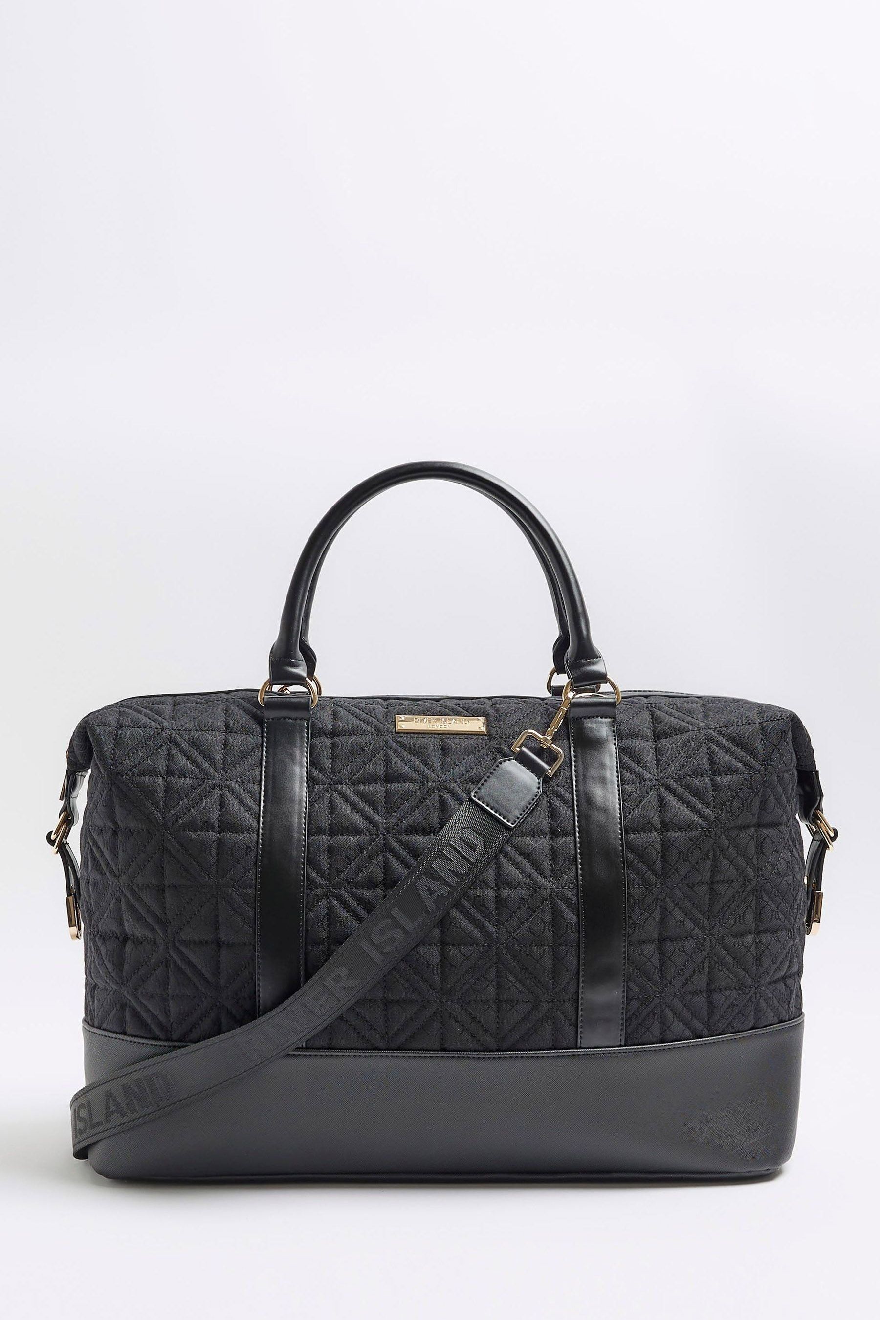 Buy River Island Black Monogram Jacquard Holdall Bag from Next Luxembourg
