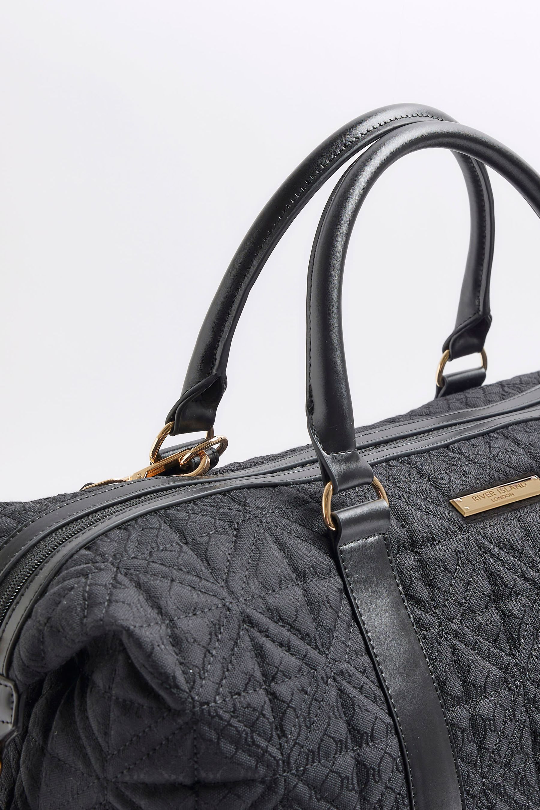Buy River Island Black Monogram Jacquard Holdall Bag from Next Ireland