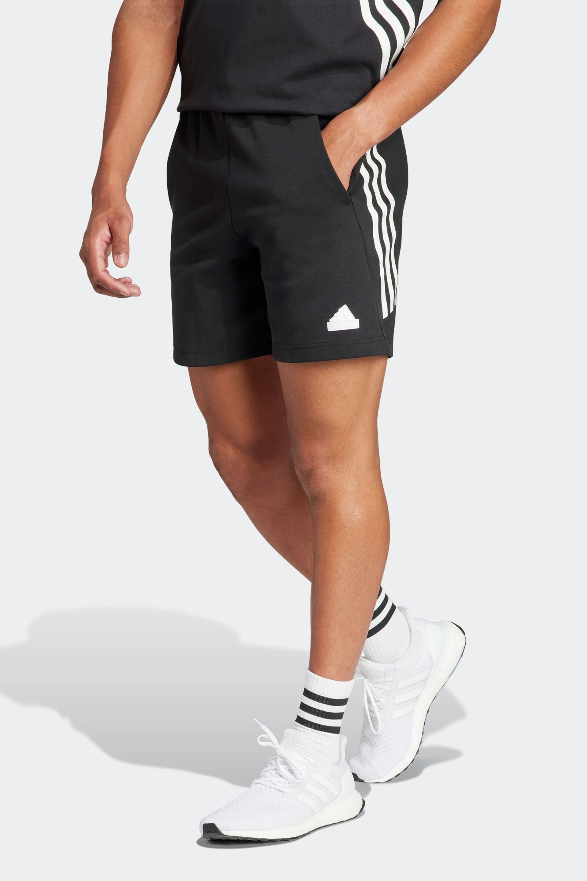 adidas Black Sportswear Future Icons 3-Stripes Shorts - Image 1 of 6