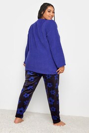 Yours Curve Purple Daisy Borg Fleece Lounge Set - Image 2 of 5