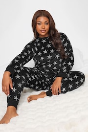 Yours Curve Black Texture Velour Lounge Set - Image 1 of 5