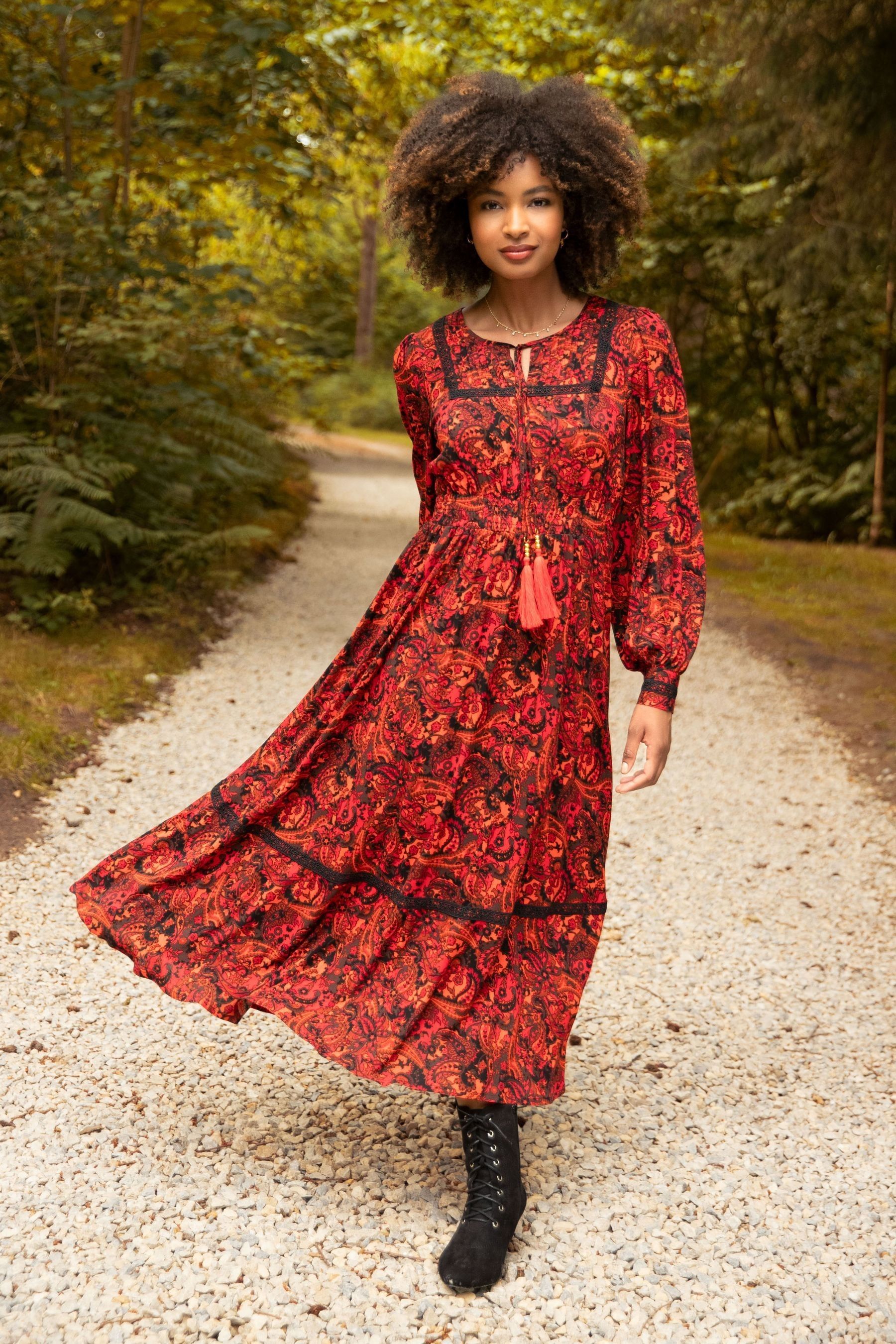 Red autumn dress deals