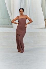 Chocolate Brown Rochelle Humes Coord Pull-Ons Wide Leg Trousers - Image 3 of 8