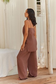 Chocolate Brown Rochelle Humes Coord Pull-Ons Wide Leg Trousers - Image 4 of 8