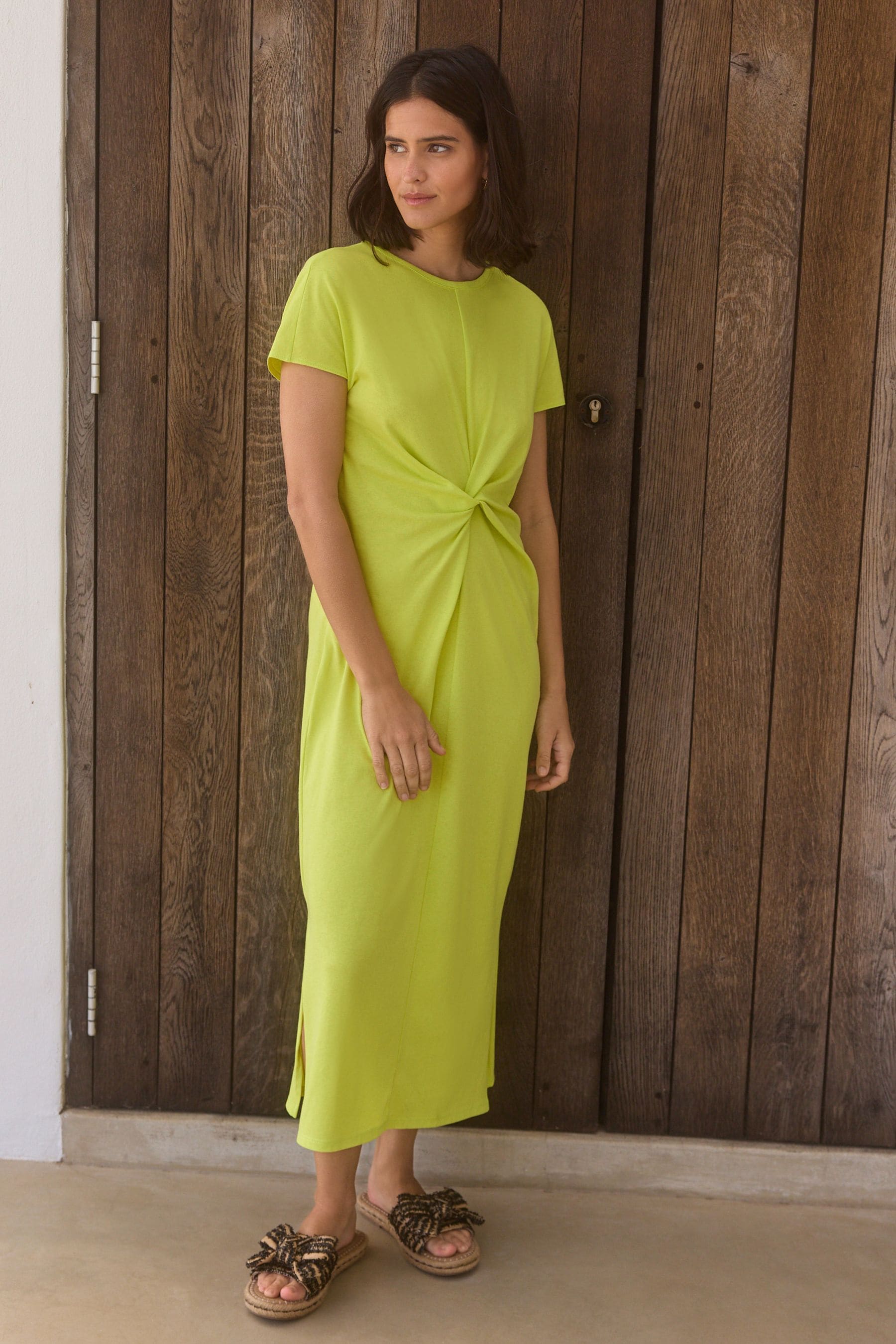 Long green t shirt dress best sale