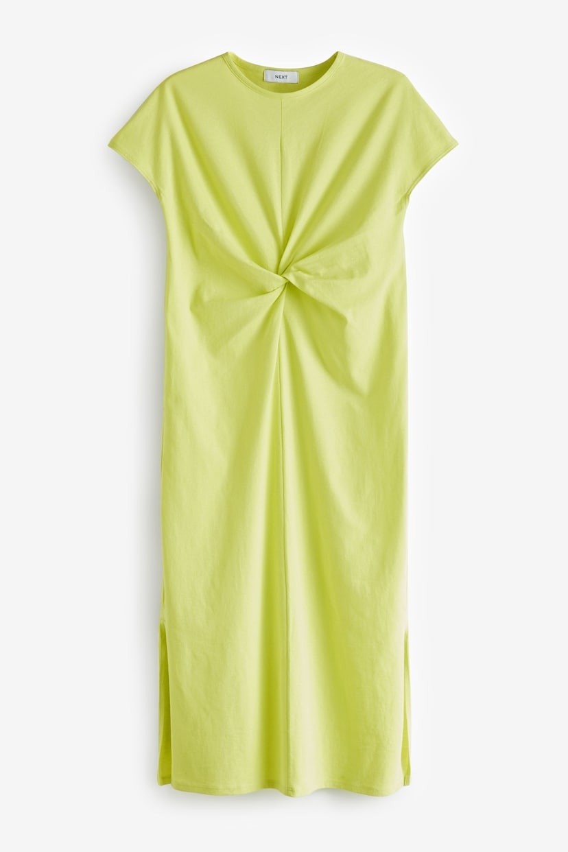 Lime Green Twist Short Sleeved T-Shirt Summer Dress - Image 6 of 7