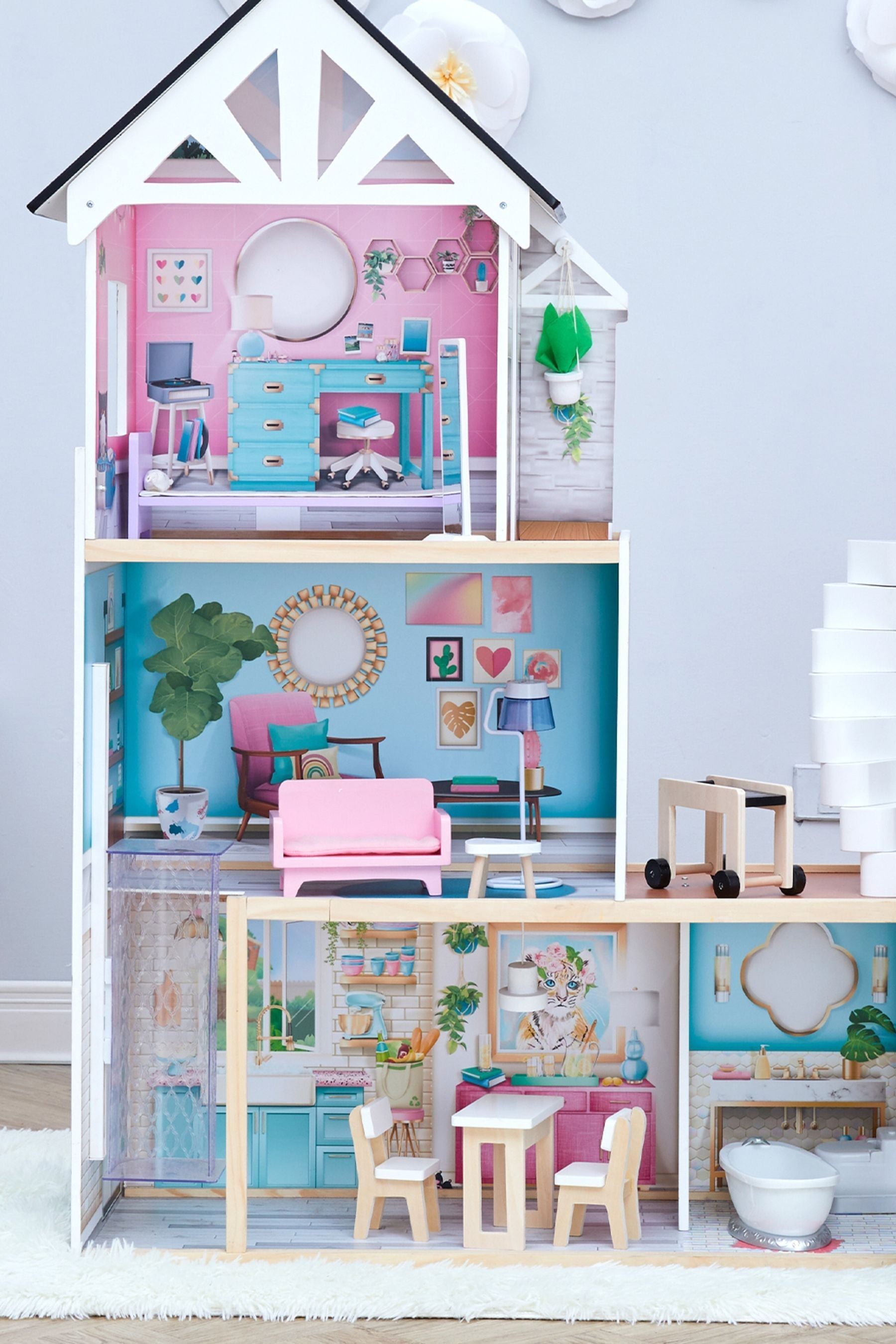 Buy Teamson Home Pink Kids Mansion Wooden Interactive Doll House from the Next UK online shop