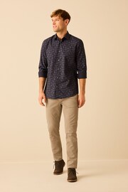 Navy Blue Origami Bird Printed Trimmed Shirt - Image 2 of 8