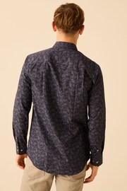 Navy Blue Origami Bird Printed Trimmed Shirt - Image 3 of 8