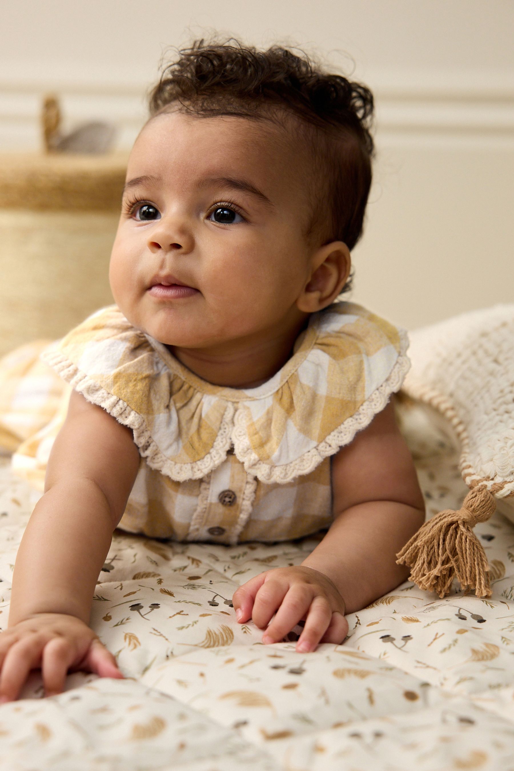 Buy Ochre Yellow Gingham Collared Baby Woven Jumpsuit 0mths 2yrs from Next Estonia