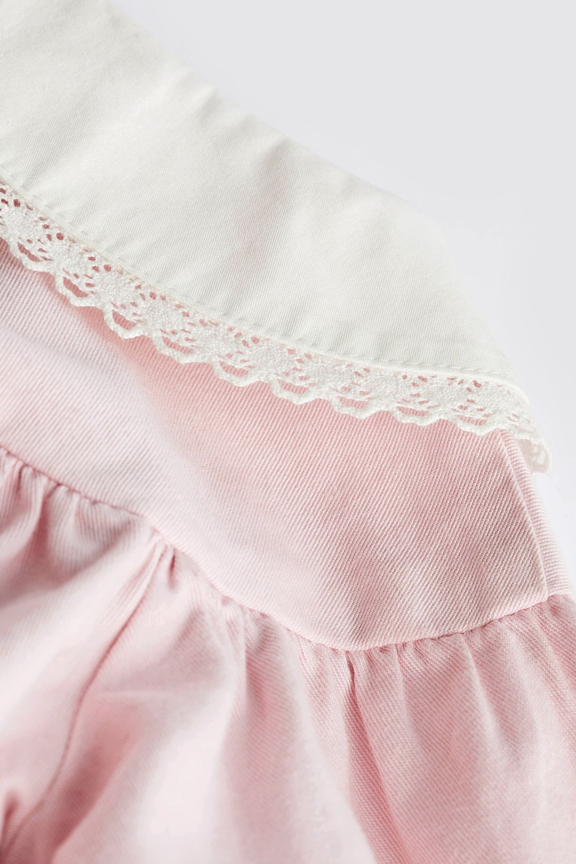 Pink 2 Piece Embroidered Baby Dress and Tights Set (0mths-2yrs) - Image 7 of 8