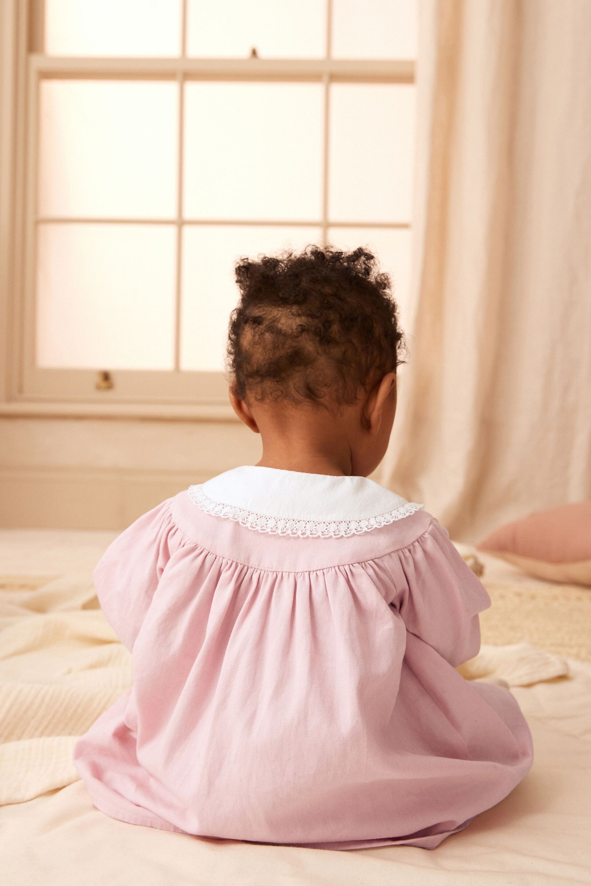 Pink 2 Piece Embroidered Baby Dress and Tights Set (0mths-2yrs) - Image 2 of 8