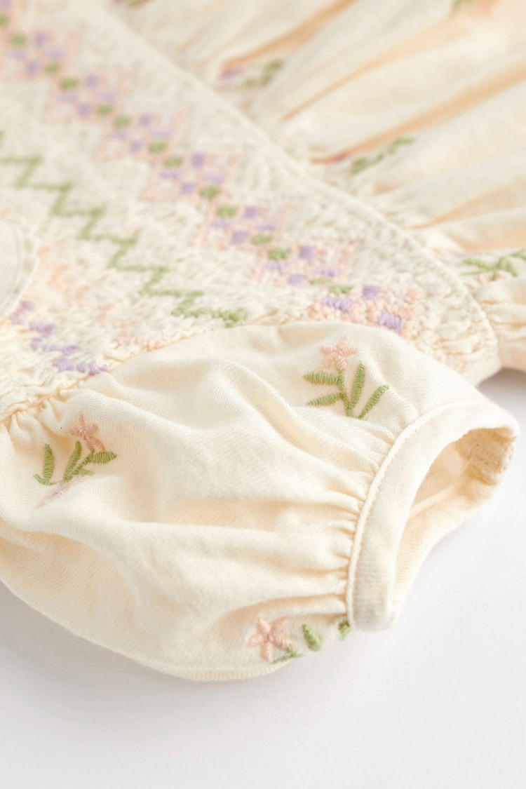 Ivory 2 Piece Embroidered Baby Dress and Knicker Set (0mths-2yrs) - Image 5 of 9
