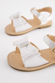White Standard Fit (F) Satin Bridesmaid Bow Sandals - Image 5 of 6