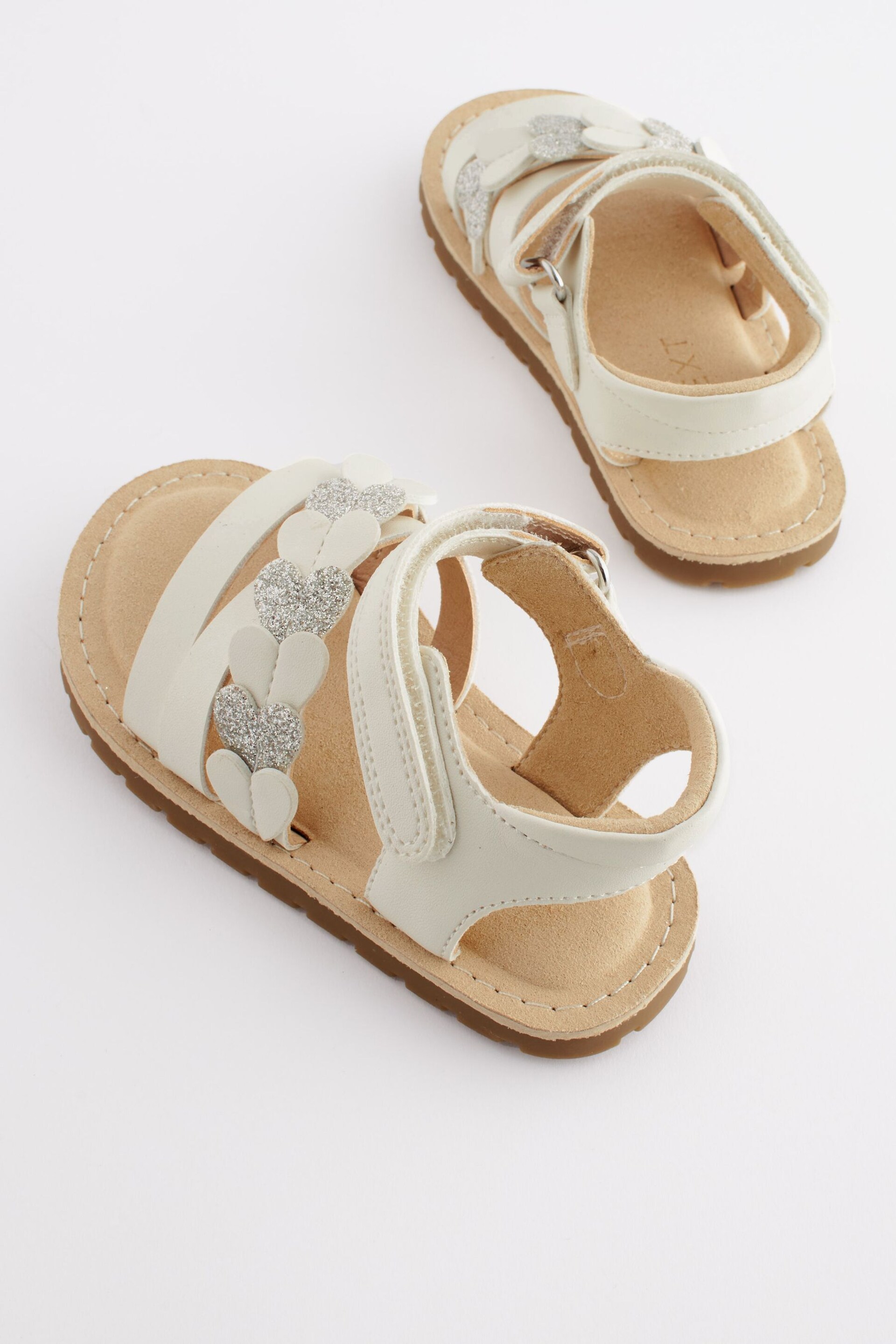 White Standard Fit (F) Heart Sandals - Image 2 of 5