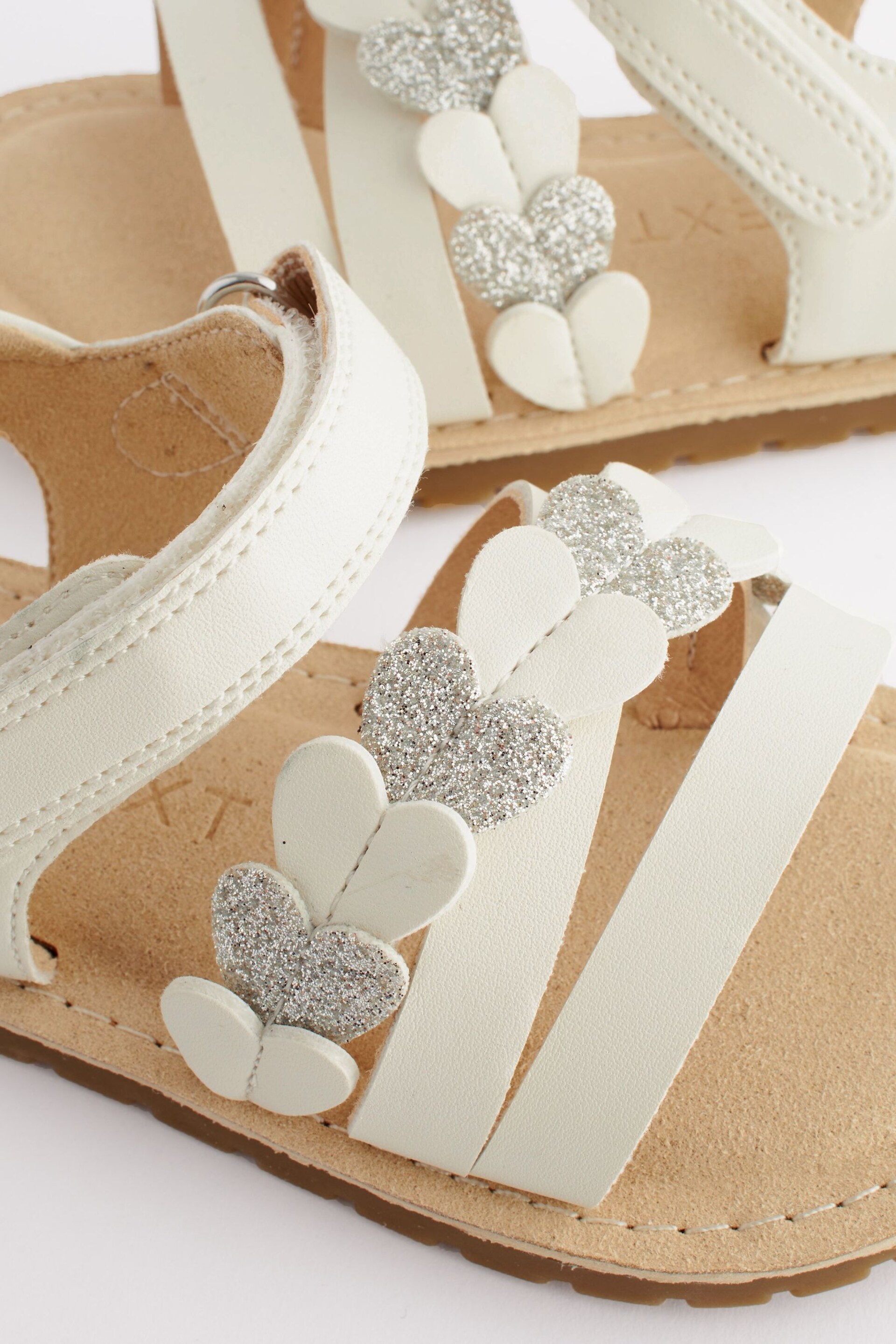 White Standard Fit (F) Heart Sandals - Image 4 of 5