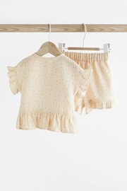 Beige 2 Piece Baby Short Sleeve Peplum Top & Shorts Set (0mths-3yrs) - Image 2 of 11