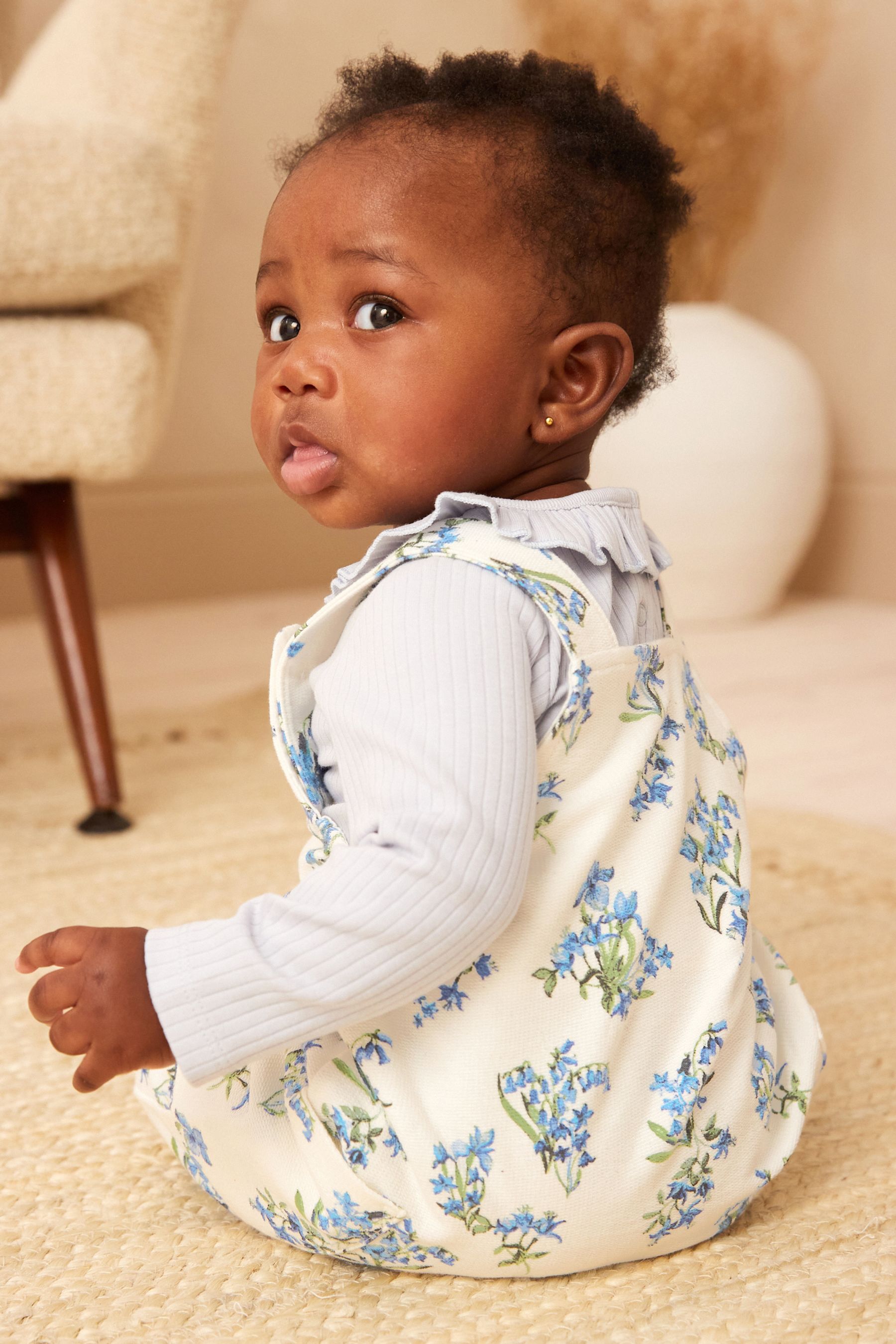 Buy Floral bleu Ensemble salopette et body bebe en jersey 0 mois a 3 ans from Next Luxembourg