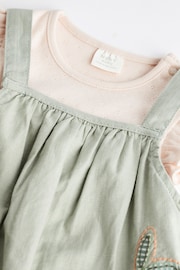 Green Embroidered Flowers Baby Short Sleeve Top and Dungarees Set (0mths-2yrs) - Image 5 of 8