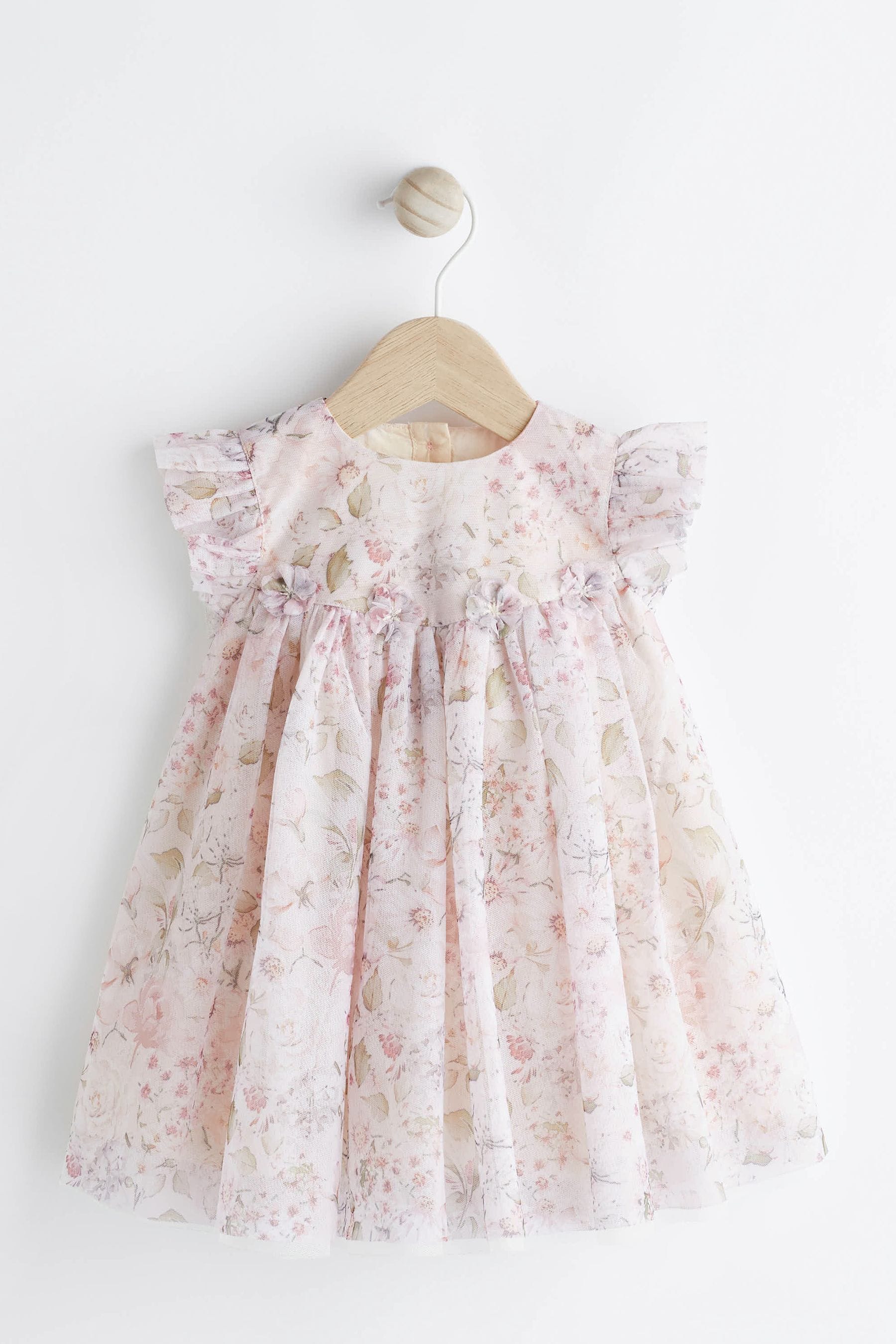 Buy Pink Floral Baby Party Frill Sleeve Dress 0mths 2yrs from the Next UK online shop
