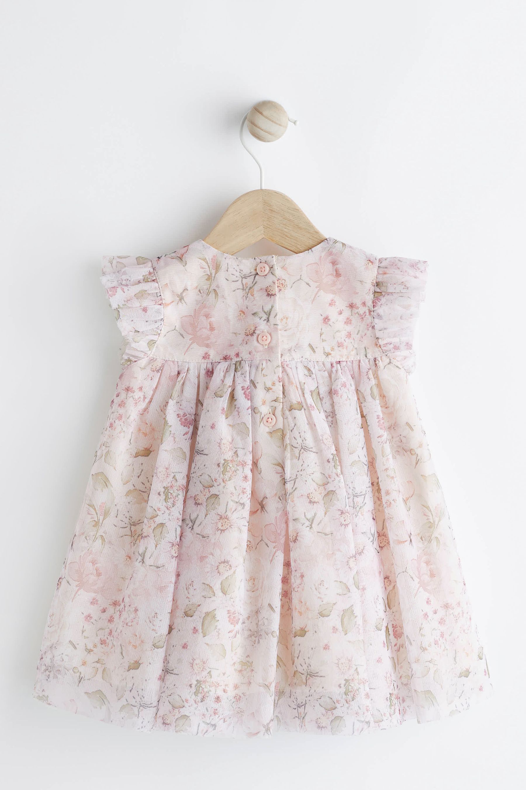 Buy Pink Floral Baby Party Frill Sleeve Dress 0mths 2yrs from the Next UK online shop
