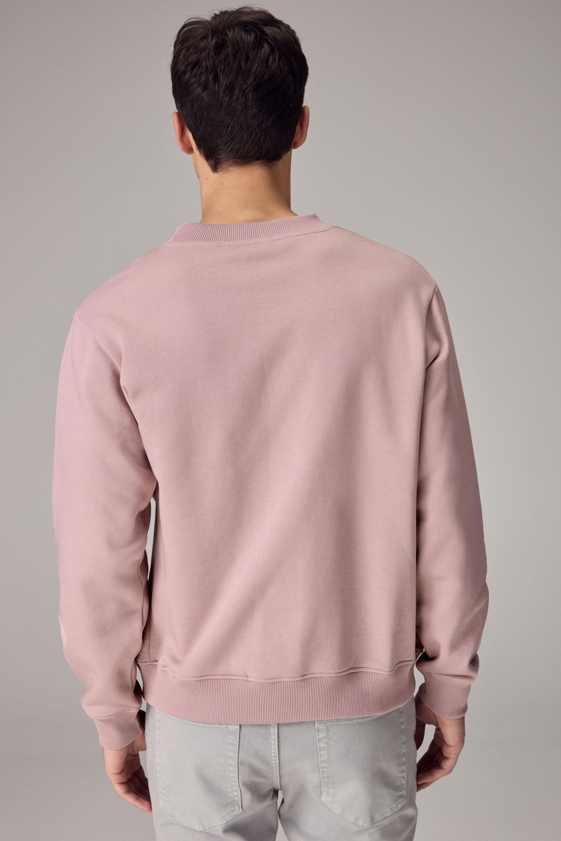Light Pink Regular Fit Jersey Cotton Rich Crew Sweatshirt - Image 3 of 7