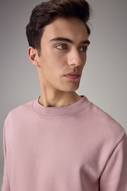Light Pink Regular Fit Jersey Cotton Rich Crew Sweatshirt - Image 4 of 7