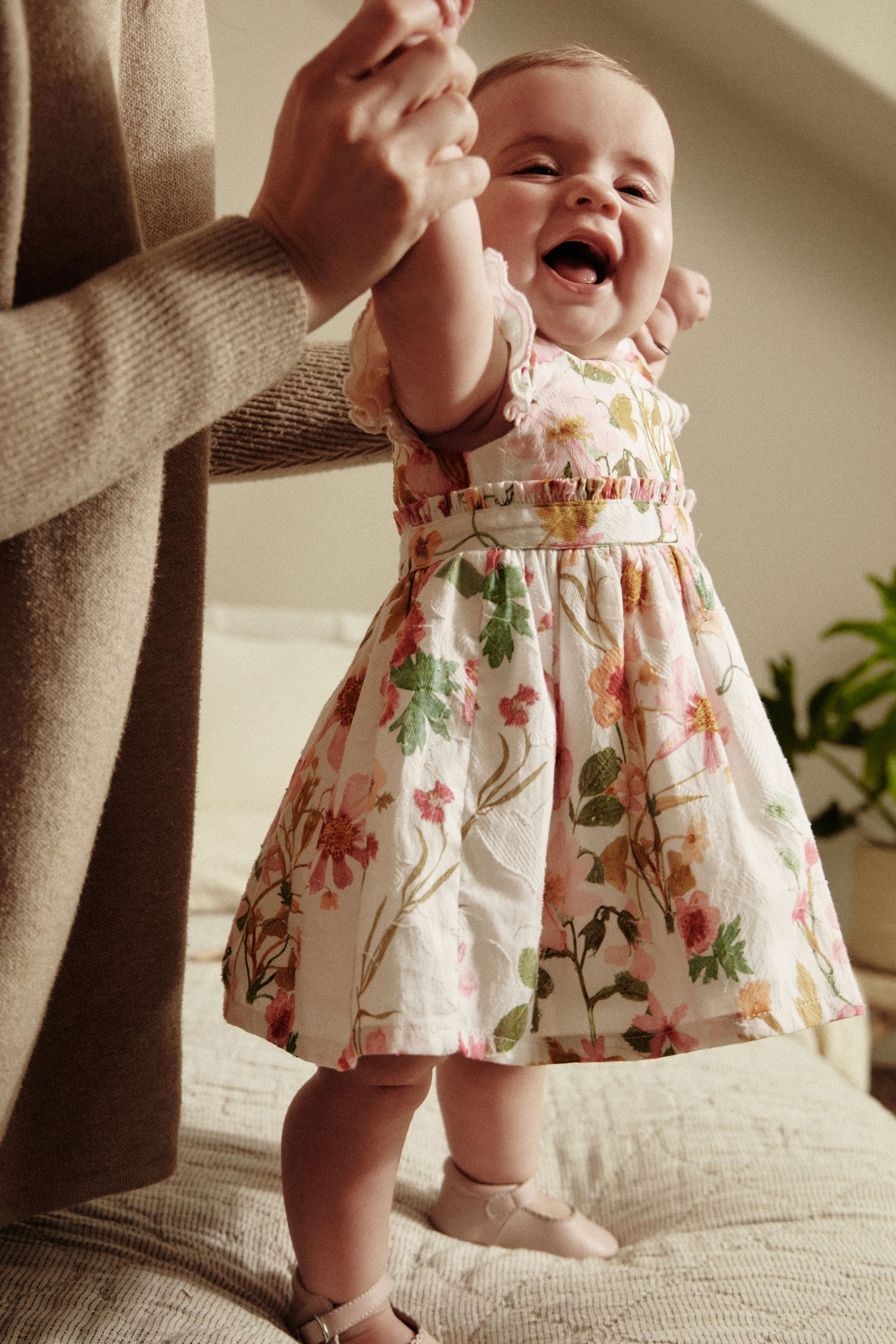 Pink White Floral Baby Prom Dress 0mths 2yrs