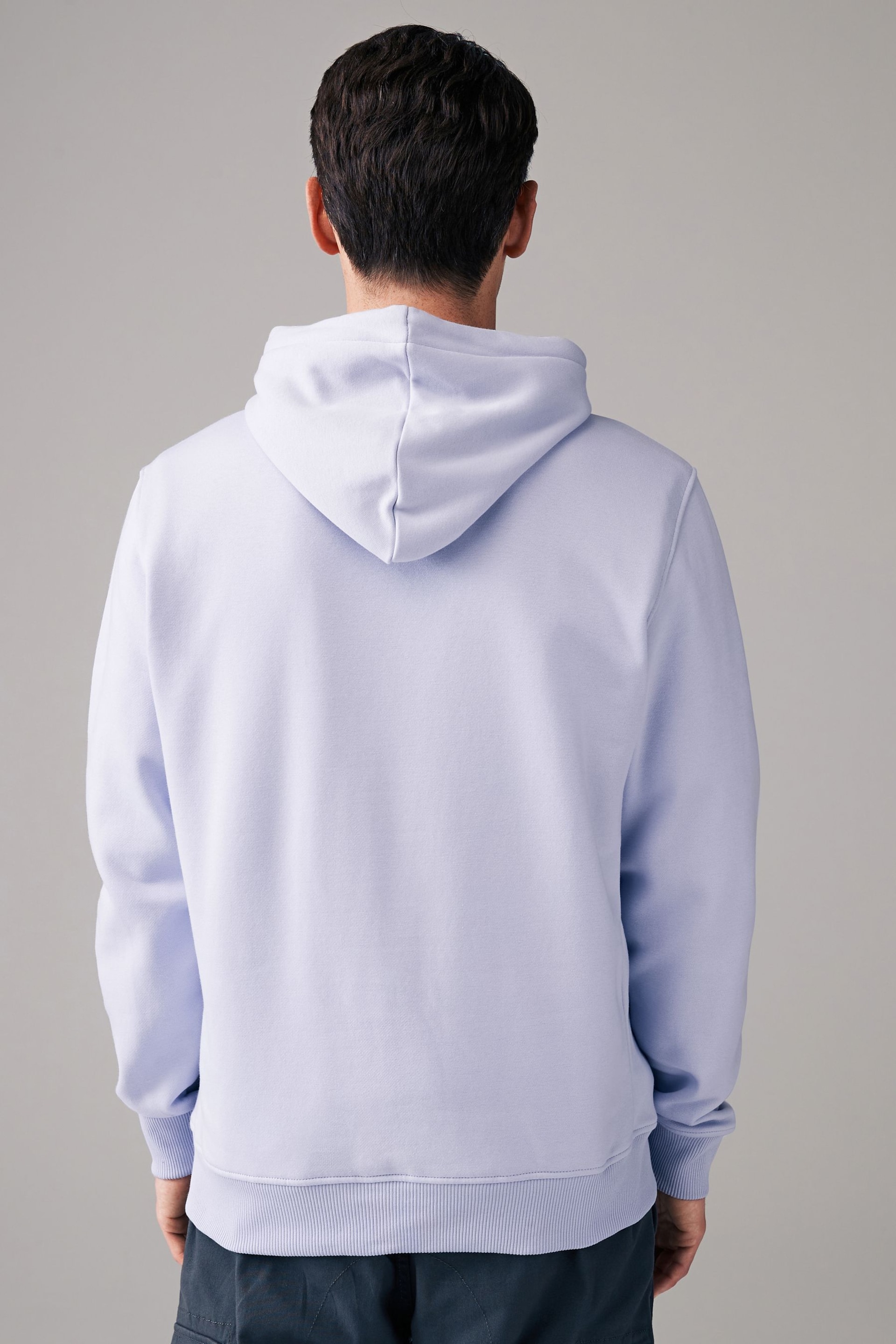 Lilac Purple Regular Fit Jersey Cotton Rich Overhead Hoodie - Image 3 of 8