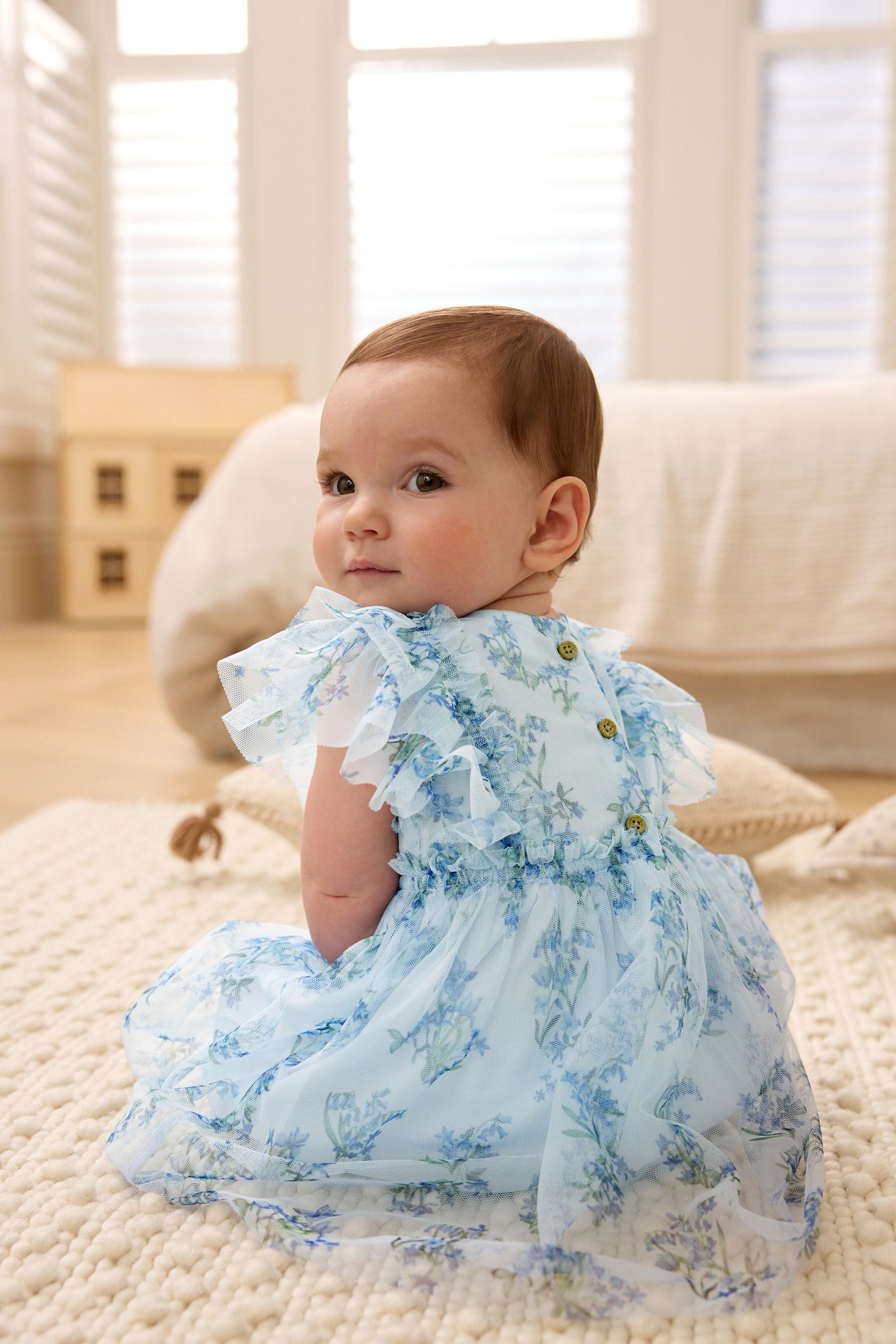 Blue floral baby dress outlet