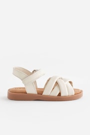 White Leather Woven Sandals With Touch Fastening - Image 3 of 6