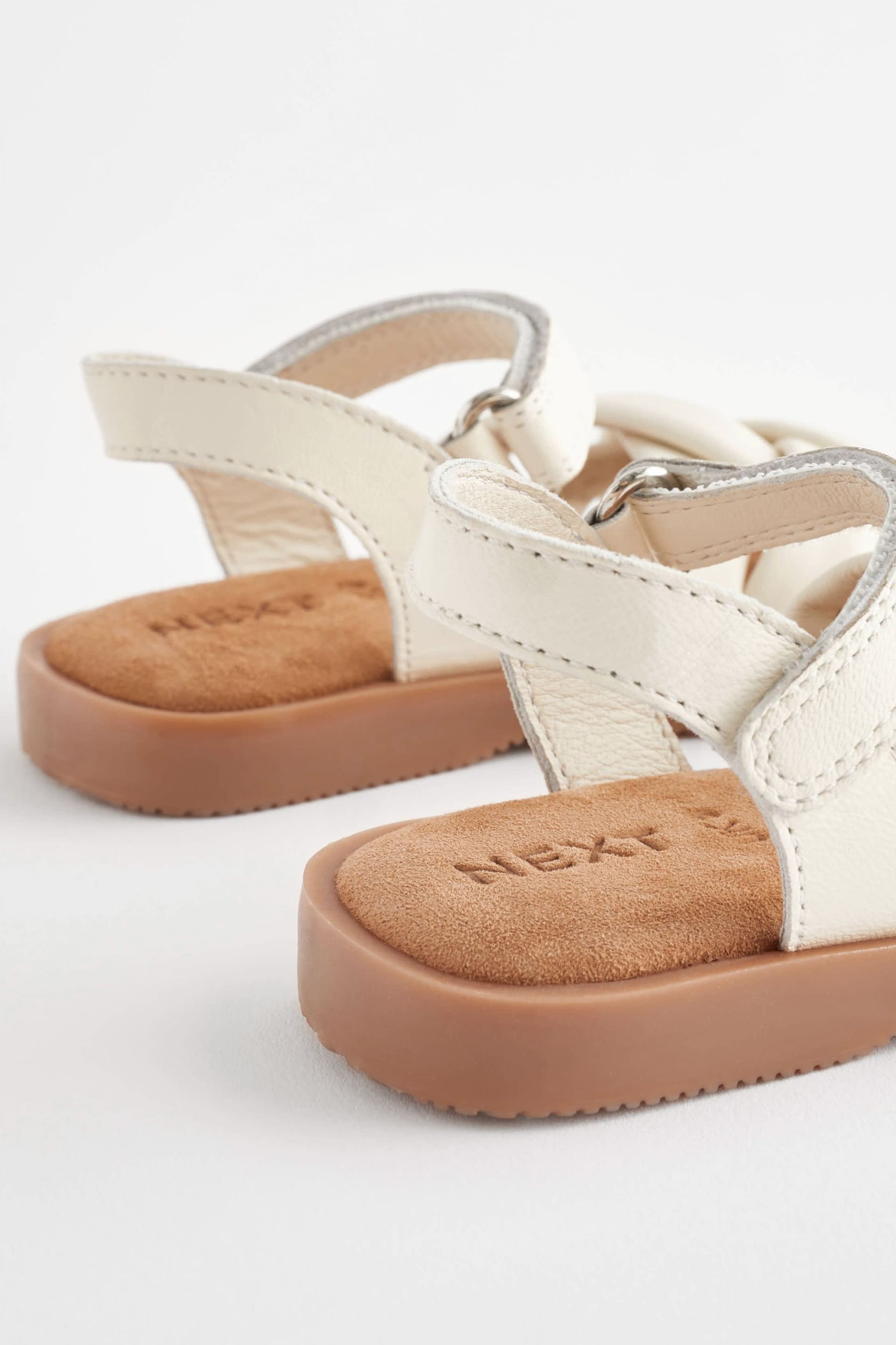 White Leather Woven Sandals - Image 3 of 5