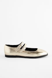 Gold Metallic Double Strap Mary Jane Shoes - Image 2 of 6