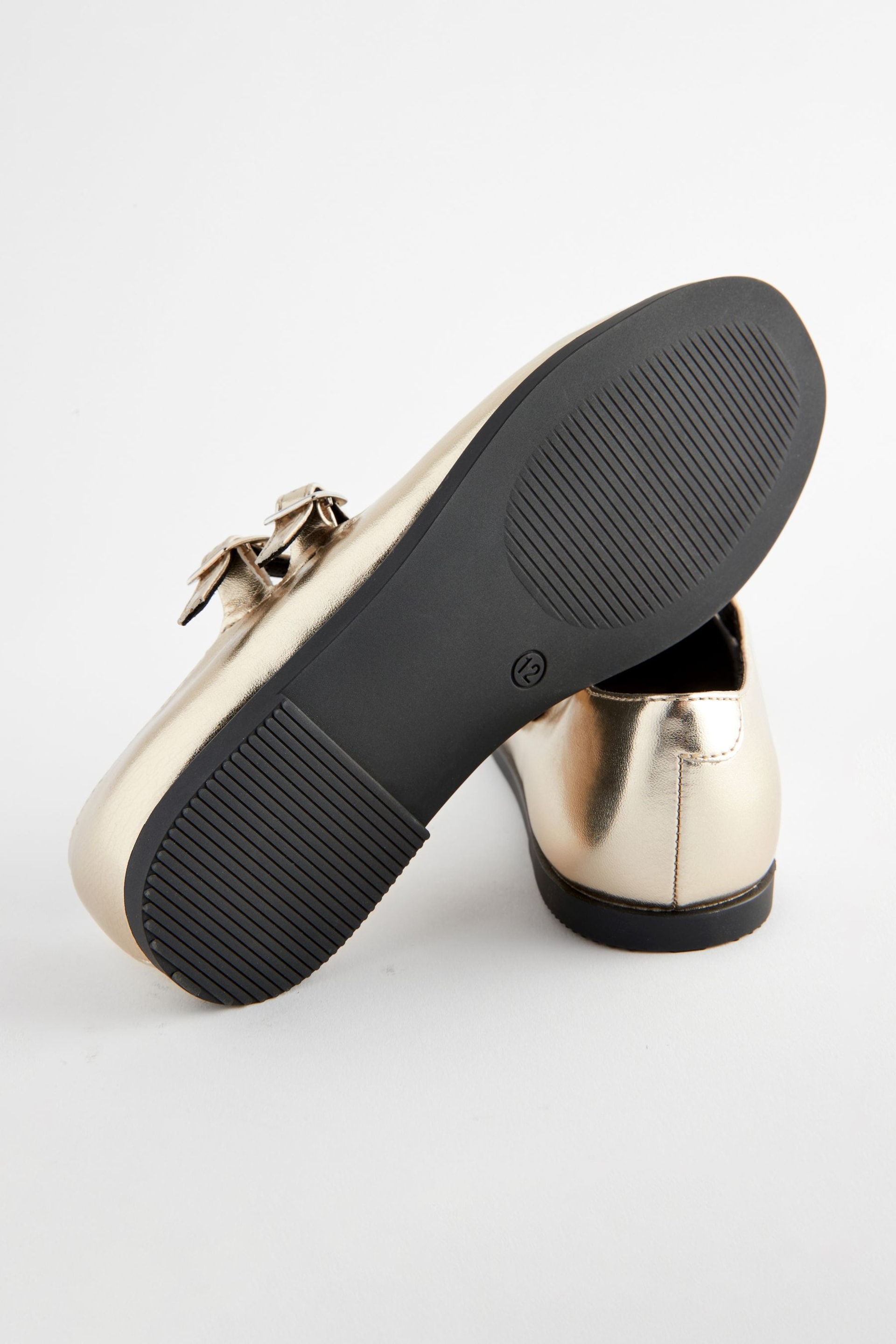Gold Metallic Double Strap Mary Jane Shoes - Image 4 of 6