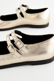 Gold Metallic Double Strap Mary Jane Shoes - Image 6 of 6