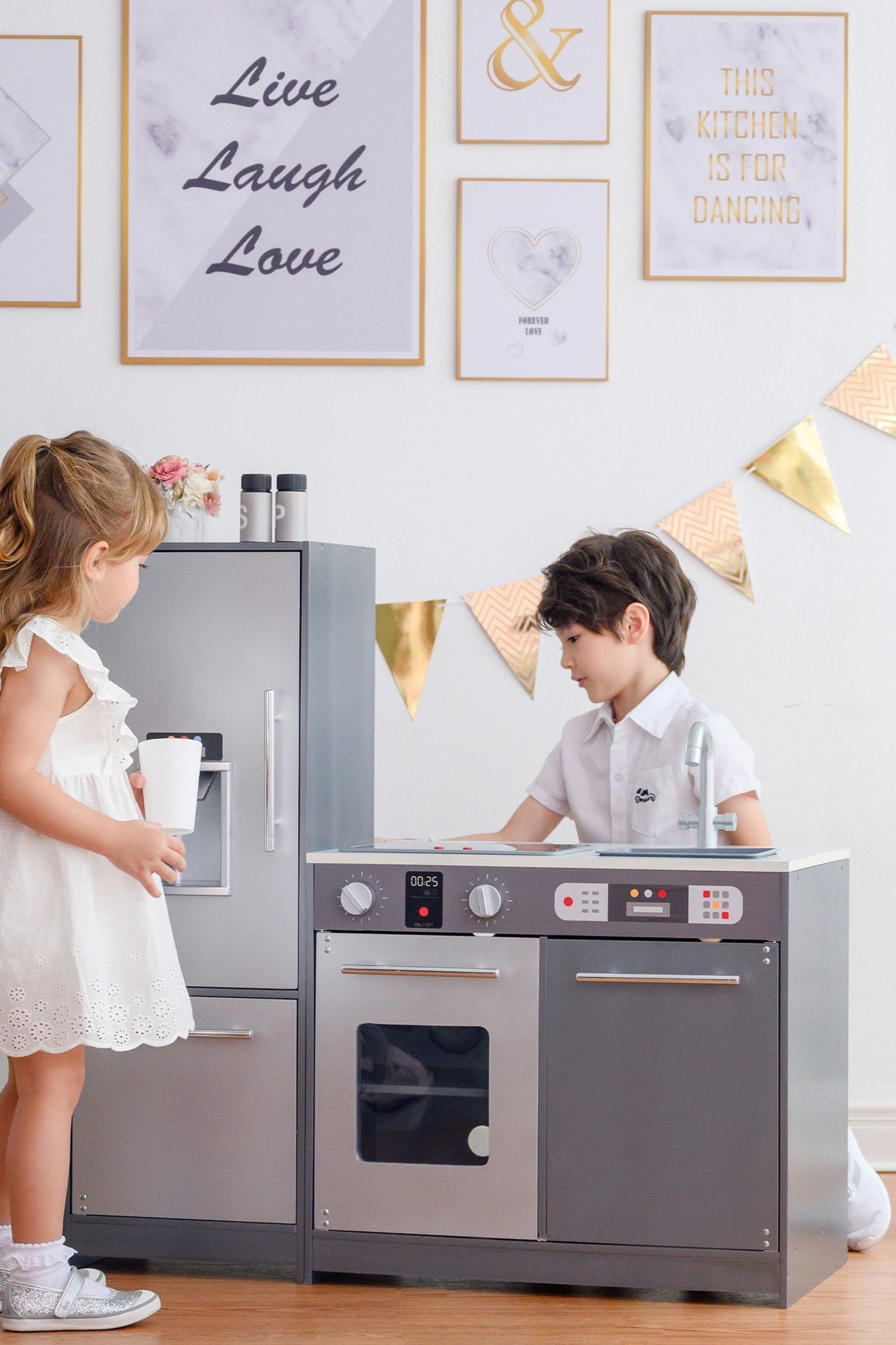 Buy Teamson Home Grey Milano Interactive Wooden Play Kitchen Set from the Next UK online shop