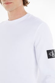 Calvin Klein Jeans Monogram Badge Waffle Long Sleeve White T-Shirt - Image 3 of 6