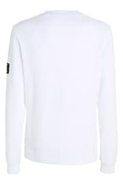 Calvin Klein Jeans Monogram Badge Waffle Long Sleeve White T-Shirt - Image 5 of 6