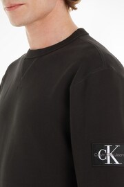 Calvin Klein Jeans Monogram Badge Logo Crew Neck Black Sweatshirt - Image 3 of 6