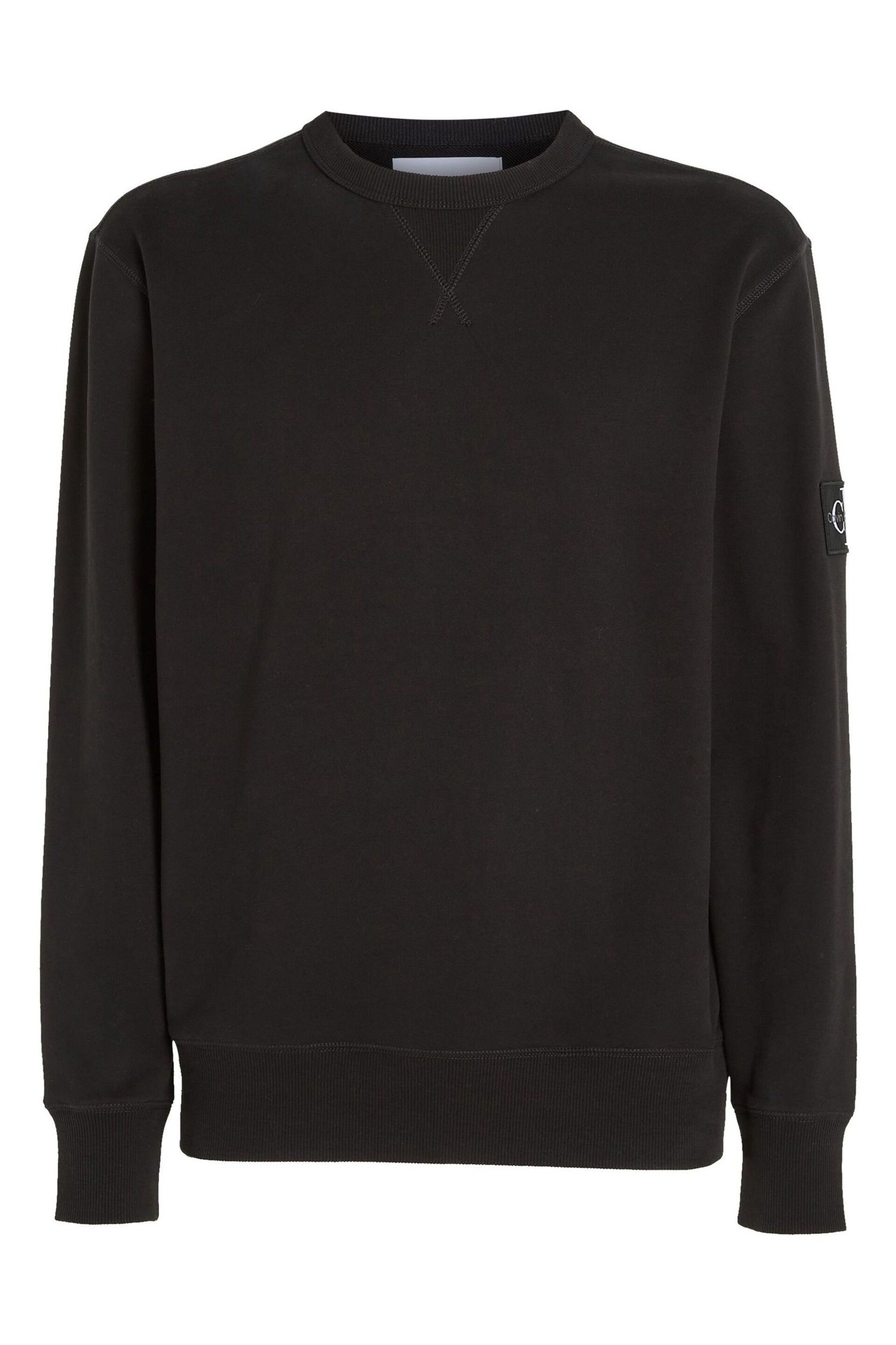 Calvin Klein Jeans Monogram Badge Logo Crew Neck Black Sweatshirt - Image 4 of 6