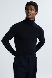 Reiss Navy Regal Cashmere Roll Neck Jumper - Image 1 of 6